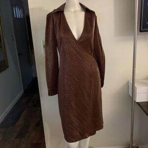 Vintage Y2K Express Sparkly Brown Wrap Dress 1/2